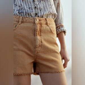 Pilcro High-Rise Slim Denim Shorts | Size 28 | Orange